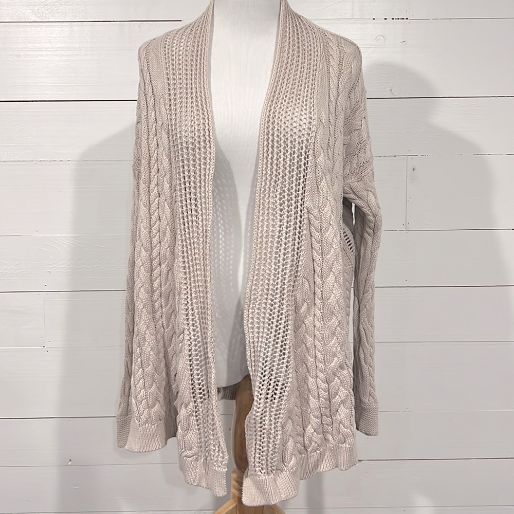 Cotton by Autumn Cashmere size L oatmeal color knit cardigan